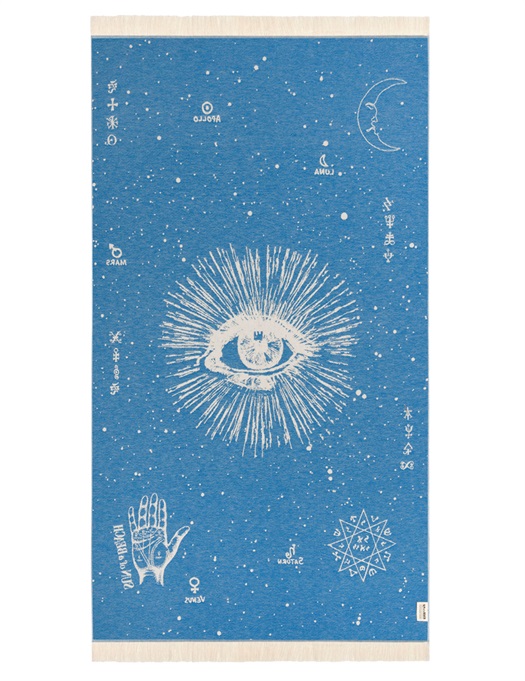 Feather Beach Towel - Cosmos Eye Bright Blue