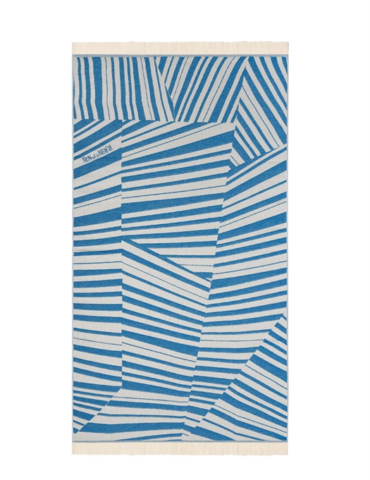 Feather Beach Towel - Cycladic Tiles Bright Blue