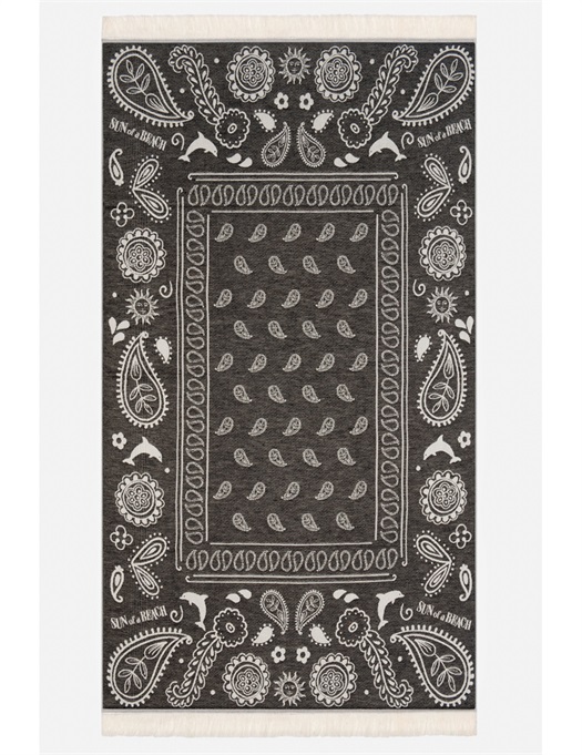 Feather Beach Towel - Bandana Black