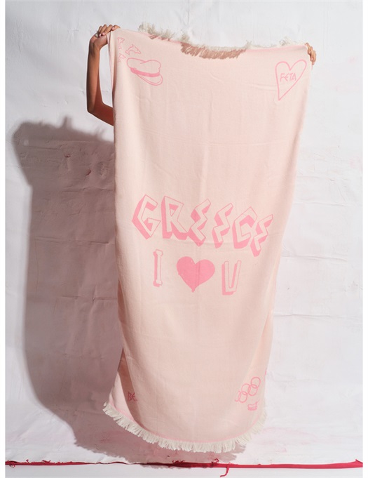 Feather Beach Towel - Greek Lover Pink