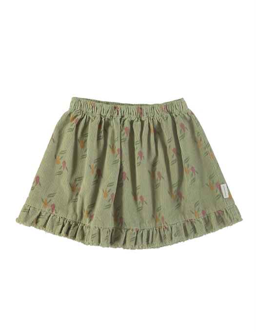 Short Ruffled Skirt Sage Green Fishes