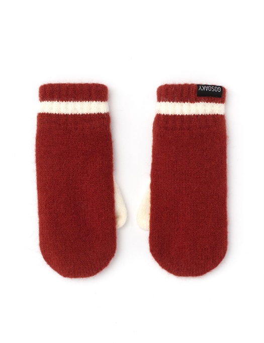 Cute Rabbit Mittens Brick Red