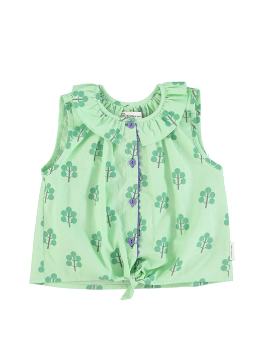 Green Trees Printed Sleeveless Shirt