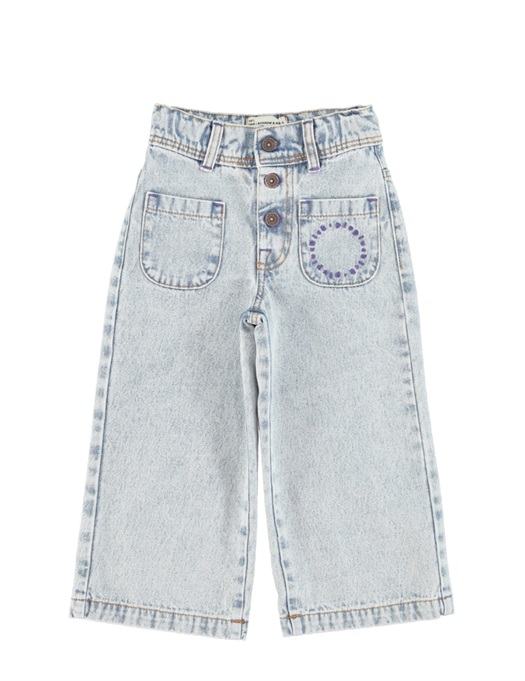Denim Flare Trousers Washed Blue