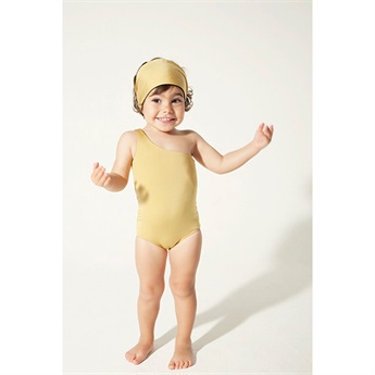 Assymetric Bathing Suit Gold/Black