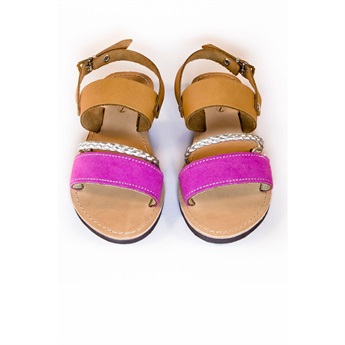 Pink Silver Braid Leather Sandals