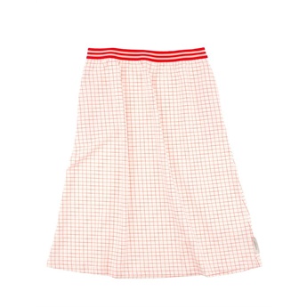 Grid Mid-Length Skirt Off-White/Carmin