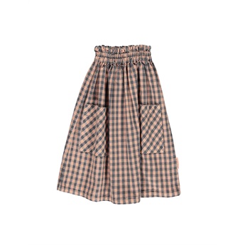Long Skirt Coral Grey Checkered