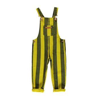 Dungarees Mustard Grey Stripes