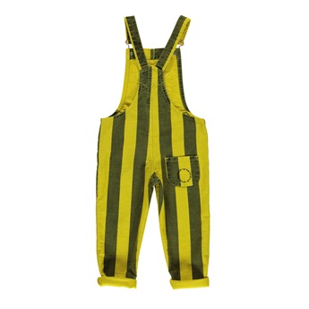 Dungarees Mustard Grey Stripes