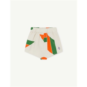 Clam Shorts White Geometric