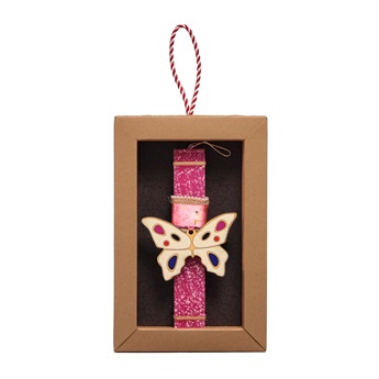 Easter Candles 20cm - Butterfly -  Fuschia