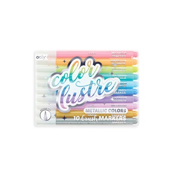 Color Lustre Metallic Brush Markers - Set of 10