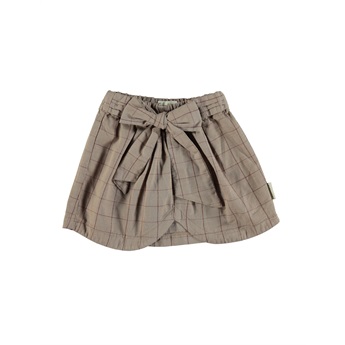 Short Skirt With Bow / Taupe & Garnet