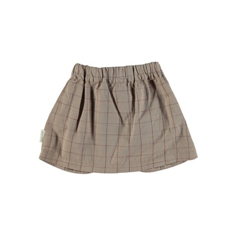 Short Skirt With Bow / Taupe & Garnet