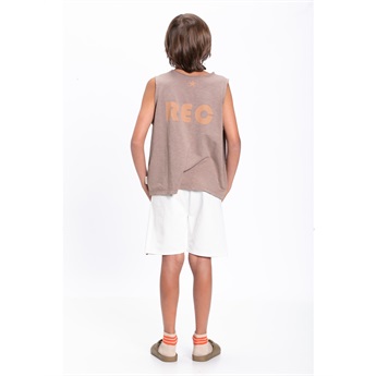 Sleeveless T-Shirt Taupe With Peach
