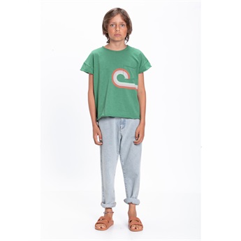 T-Shirt Green With Mulitcolor Print
