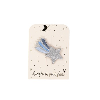 Embroidered Shooting Star Hair Clip Blue