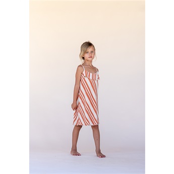 Velvet Dress Orange Stripe