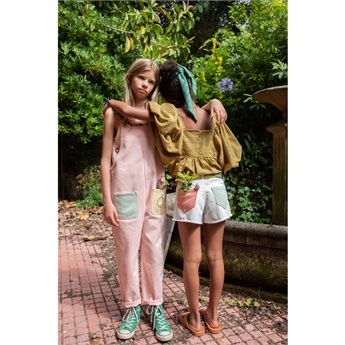 Tricolor Shorts Off White Pink Green
