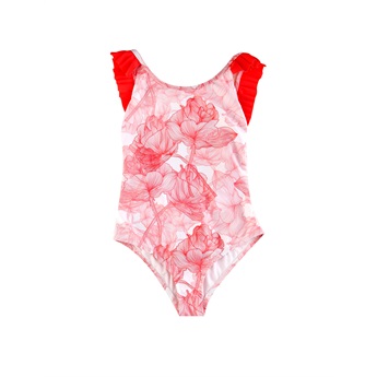 One Piece Pleated Coral Flowers