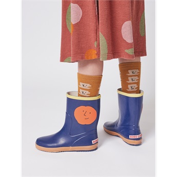 Orange Faces Rain Boots