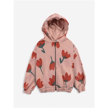 Big Flowers All Over Zipped Hoodie