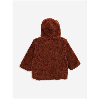Baby Face Embroidery Hooded Sheepskin Jacket