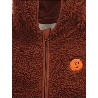 Baby Face Embroidery Hooded Sheepskin Jacket