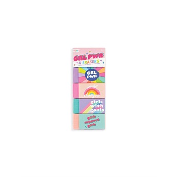 Girl Power Glitter Erasers - Set of 4