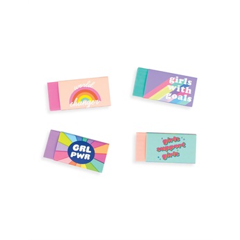 Girl Power Glitter Erasers - Set of 4