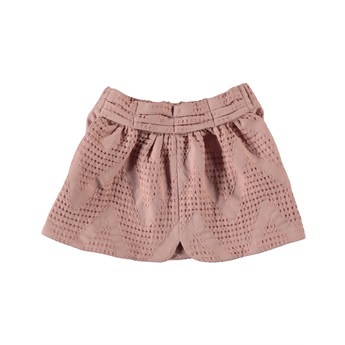 Short Skirt With Bow Textured Waffle Pink