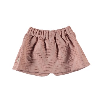 Short Skirt With Bow Textured Waffle Pink