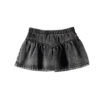 Short Skirt V Shape Washed Black Denim