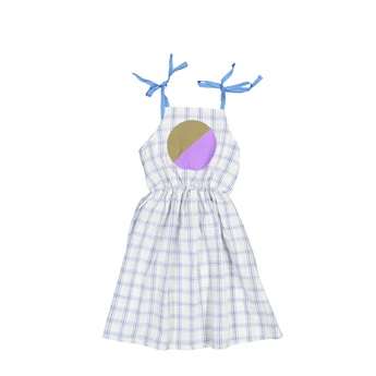 Long Dress Checkered Blue Circle