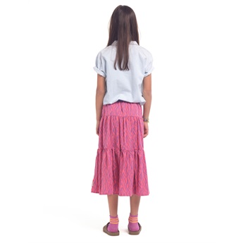 Long Layered Skirt Pink Blue Animal Print