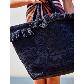Overized Beach Bag - Athens Tiles Black