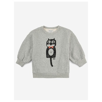 Cat O' Clock Grey Melange Sweatshirt