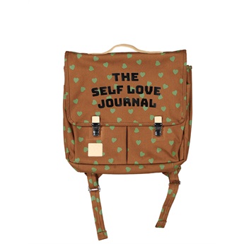 SchoolBag Camel Green Hearts