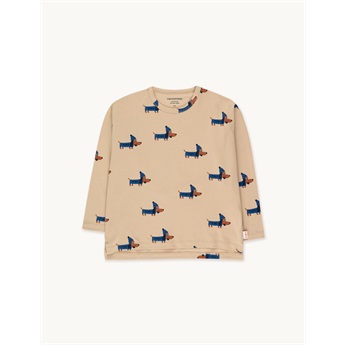 Dogs Tee Taupe/Indigo