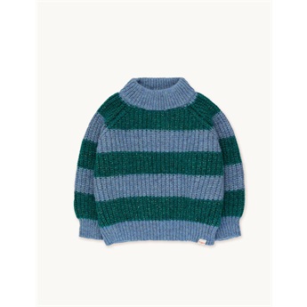 Big Stripes Mockneck Sweater Petrol Green