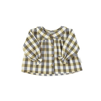 Baby Peter Pan Collar Blouse Brown Checkered