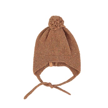 Baby Knitted Hat PomPom Brown