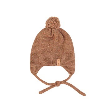 Baby Knitted Hat PomPom Brown