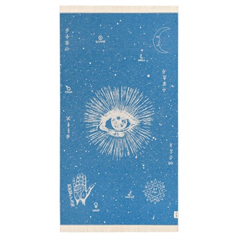 Feather Beach Towel - Cosmos Eye Bright Blue