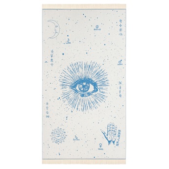 Feather Beach Towel - Cosmos Eye Bright Blue