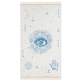 Feather Beach Towel - Cosmos Eye Bright Blue