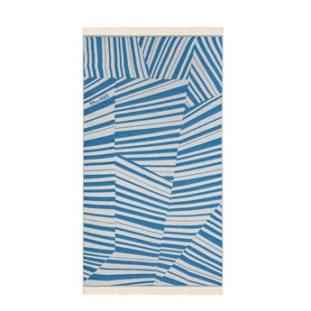 Feather Beach Towel - Cycladic Tiles Bright Blue