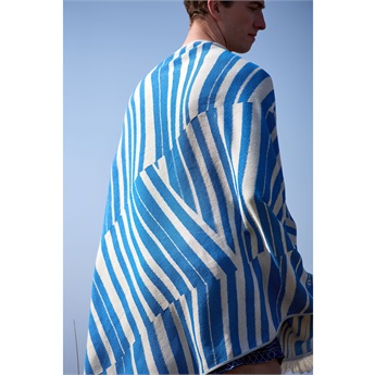 Feather Beach Towel - Cycladic Tiles Bright Blue