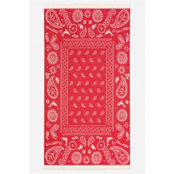 Feather Beach Towel - Bandana Red